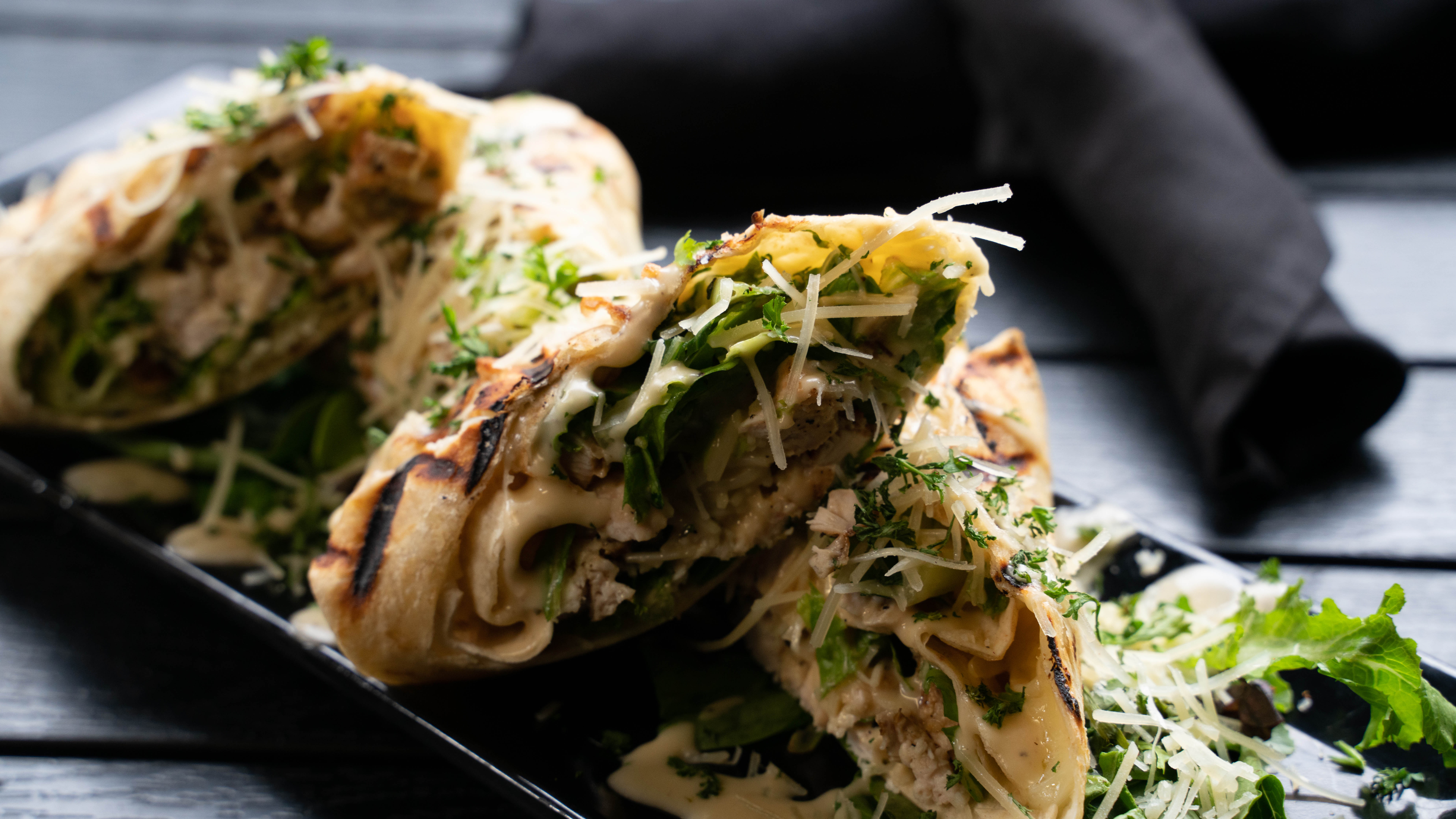 Chicken Caesar Wrap at Fin and Feathers
