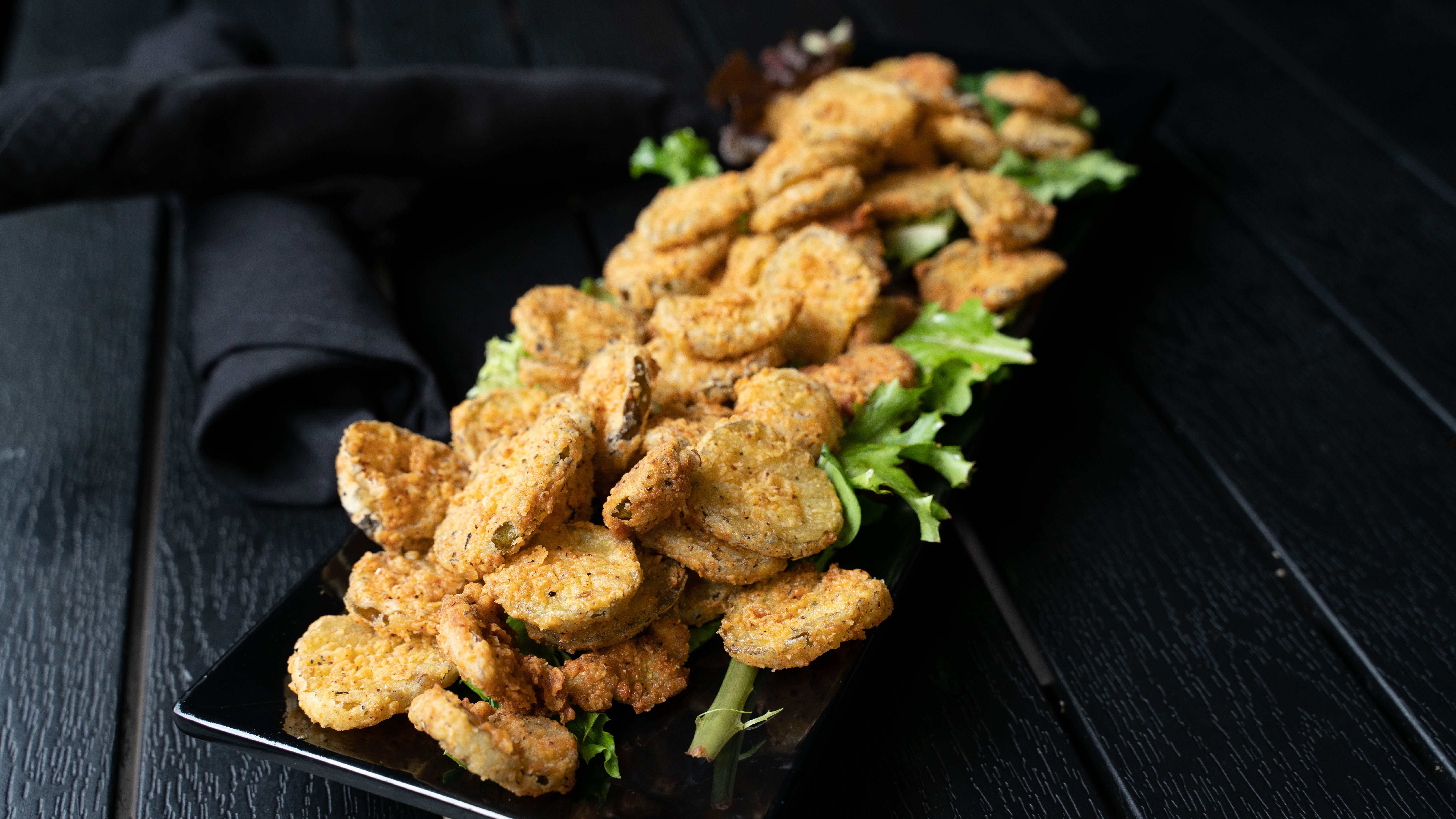 Fried Pickles at Fin and Feathers