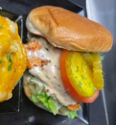 Salmon Burger at Fin and Feathers